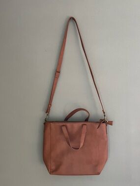 Women's Faux Leather Purse Bag w/ Shoulder Strap & Handles Terracotta Zipper